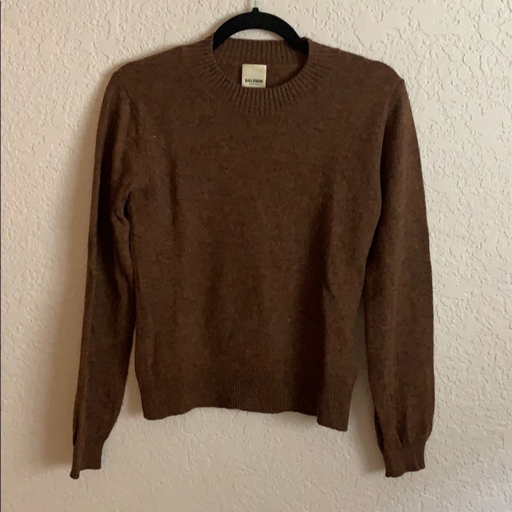 Baldwin BLDWN Wool Cashmere Crewneck Brown Sweater